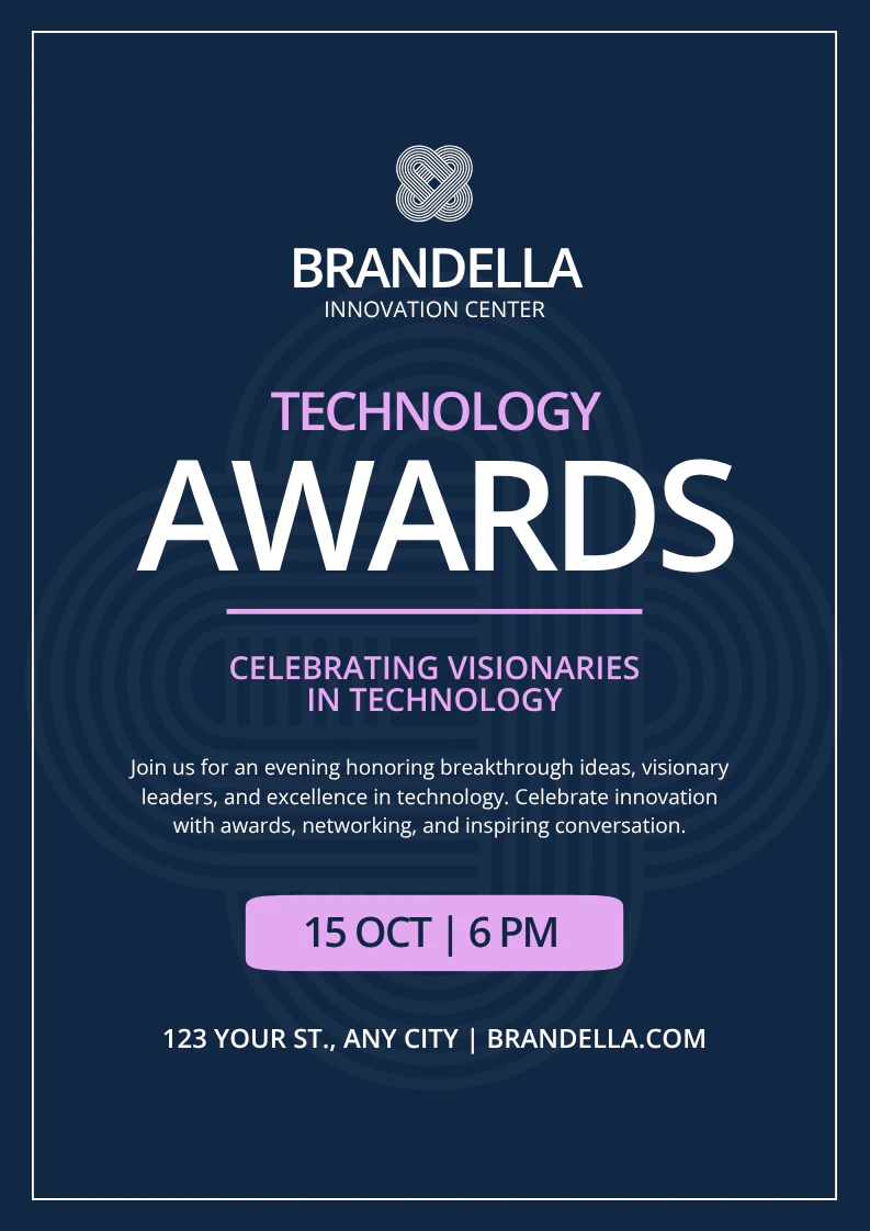 Blue and Pink Modern and Professional Technology Awards Ceremony Promotional Flyer A4 Portrait
