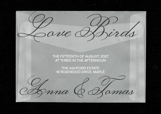 Dark Elegant Vellum Wedding Save The Date Postcard Landscape