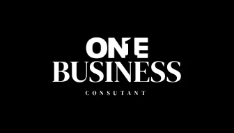 Black and White Bold Business Consultant QR Business Card Landscape