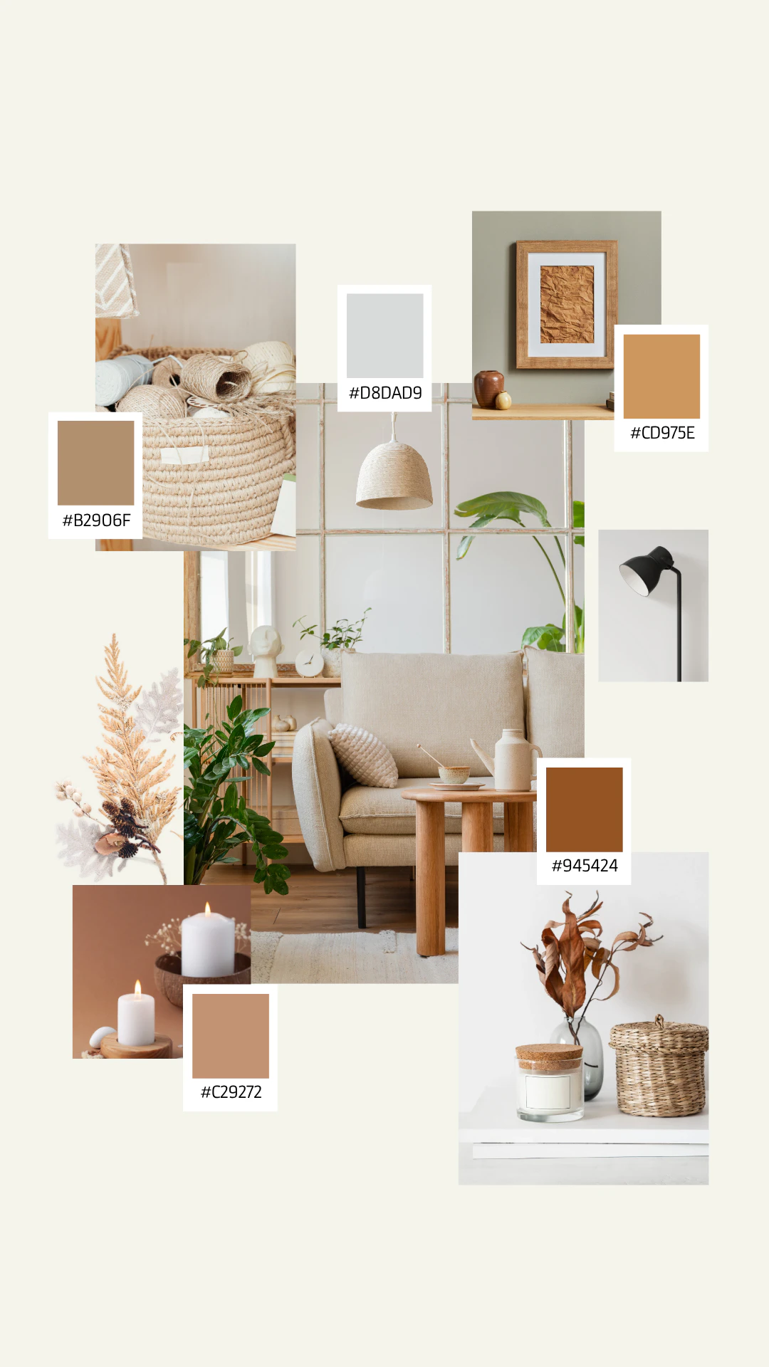 Elegant Beige Interior  - Mood Board Portrait