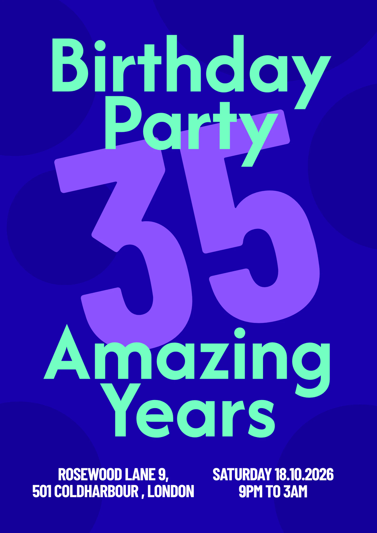 Bold Typographic Birthday Party Poster A2 Portrait