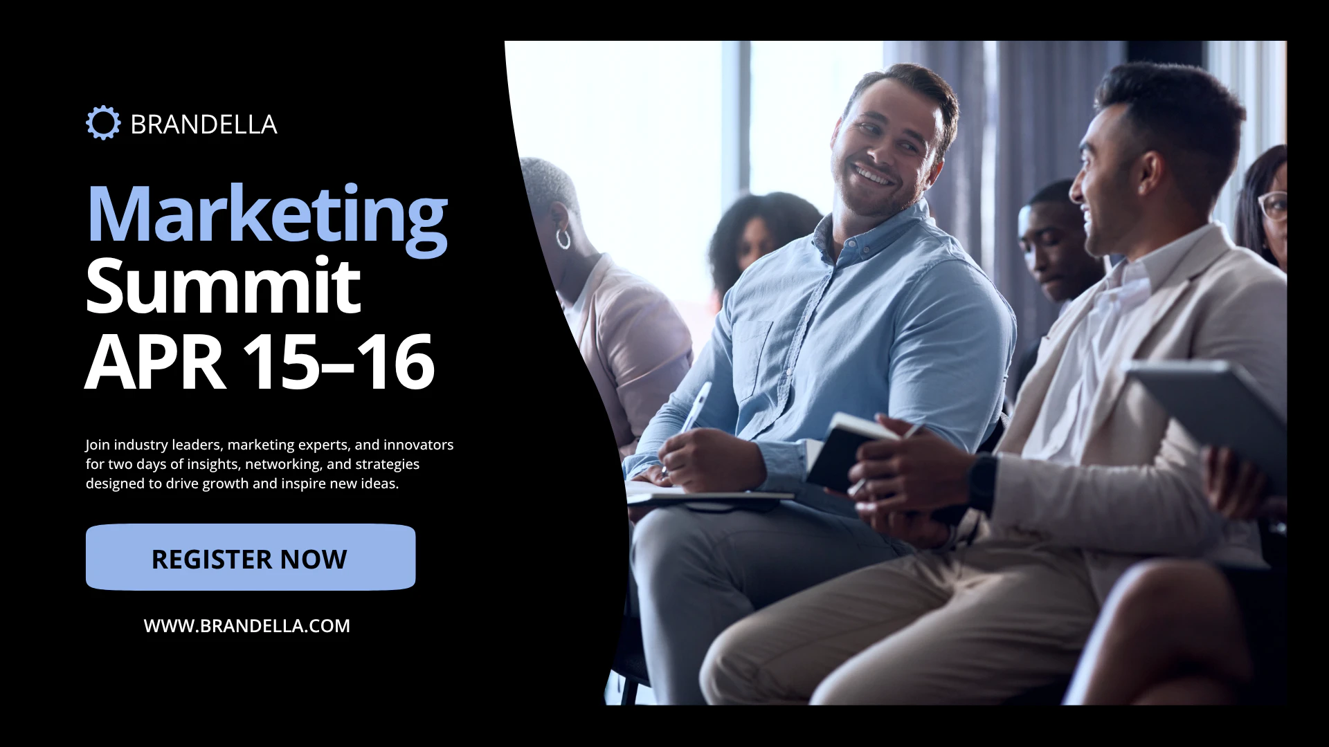 Blue and Black Modern and Professional MArketing Summit Promotional Youtube Ad Landscape