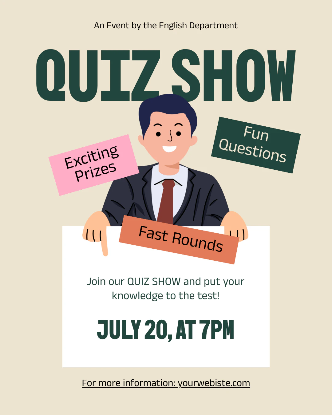 Simple Illustrated Quiz Show Instagram Post Ad