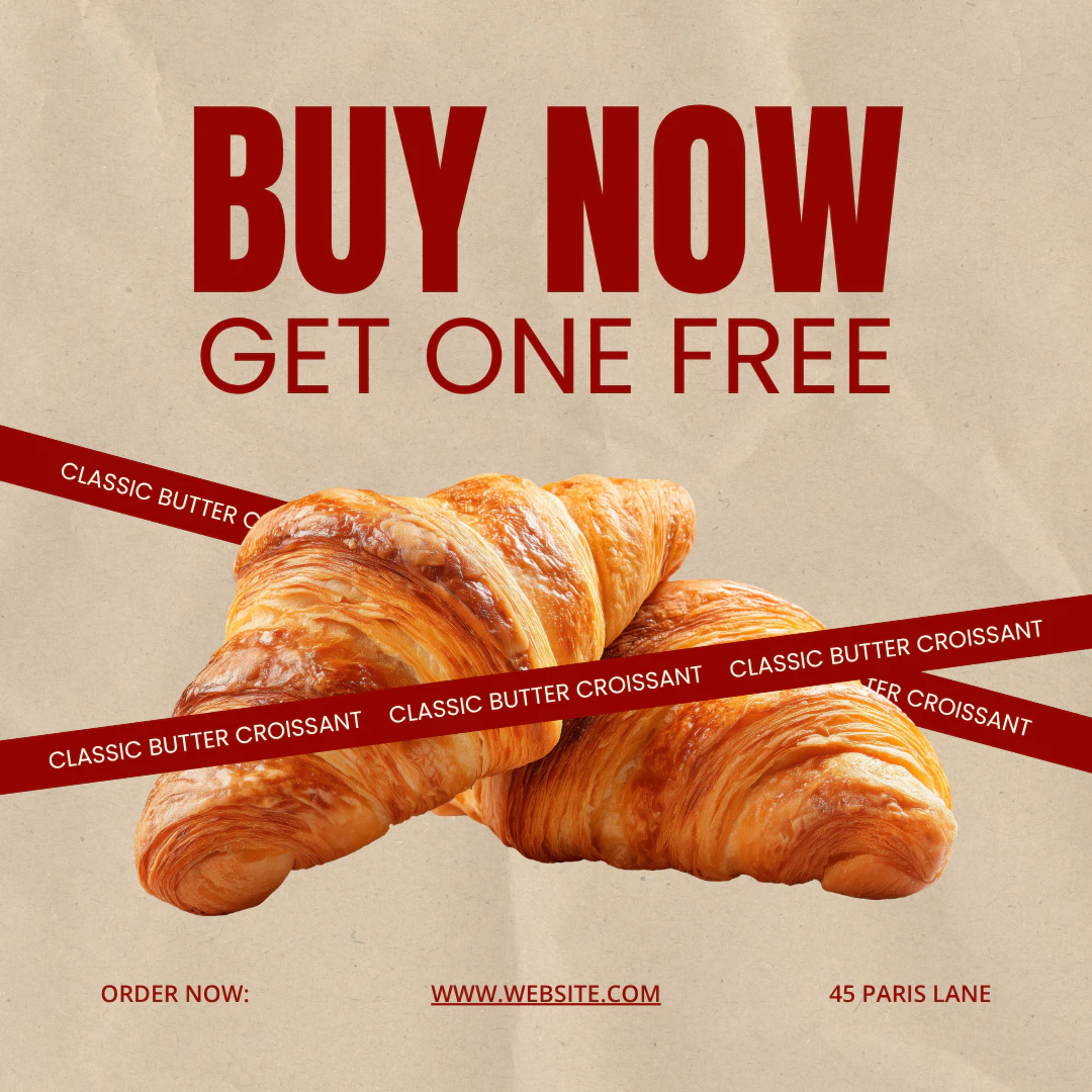Retro Bakery Croissant Promo Instagram Post