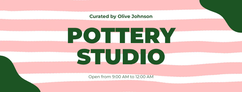 Pink and Green Striped Pattern Pottery Studio Facebook Shops Cover