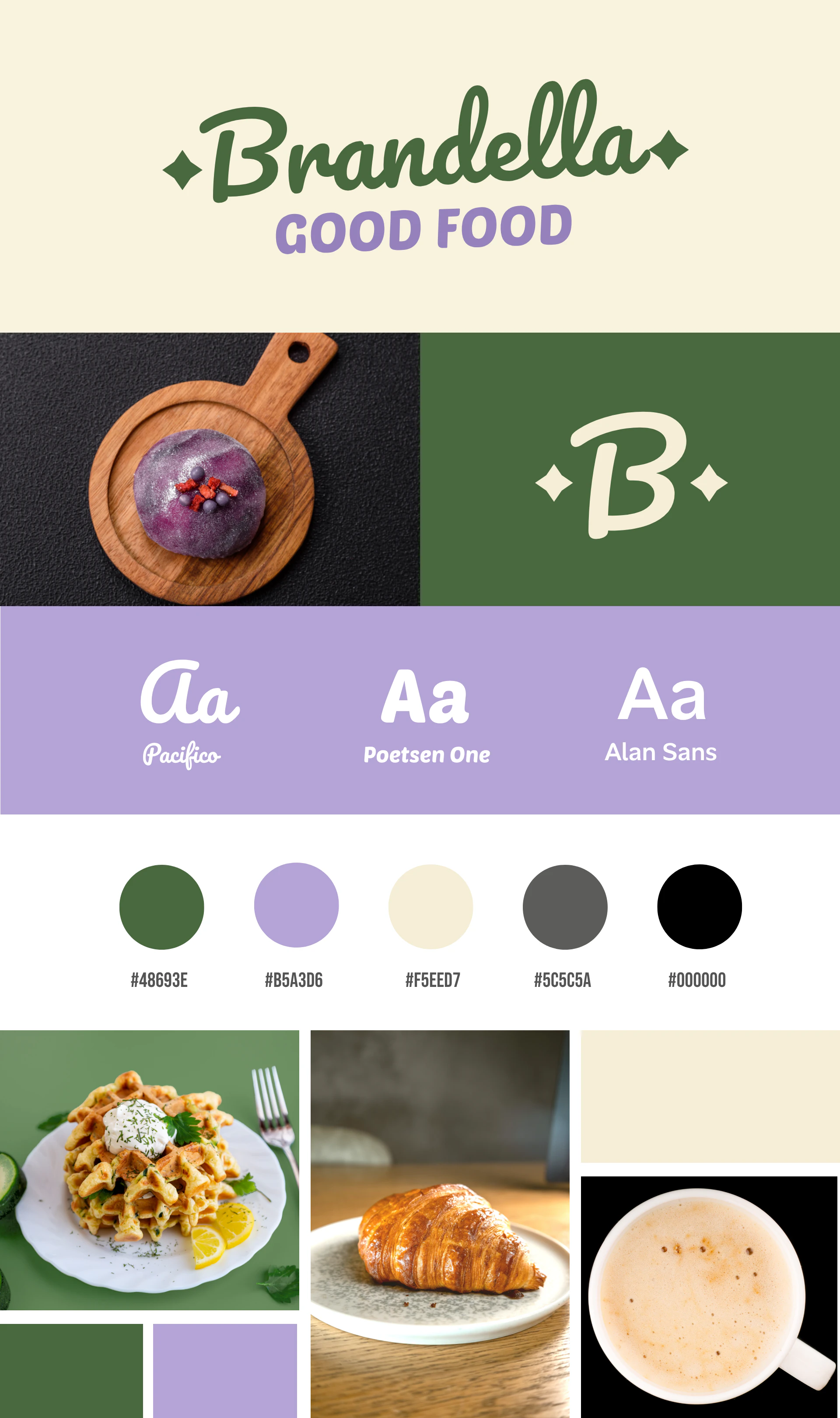 Purple and Green Bold And Colorful Artisan Food Business Brand Board