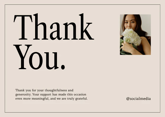 Beige Simple Modern Thank You Postcard Landscape