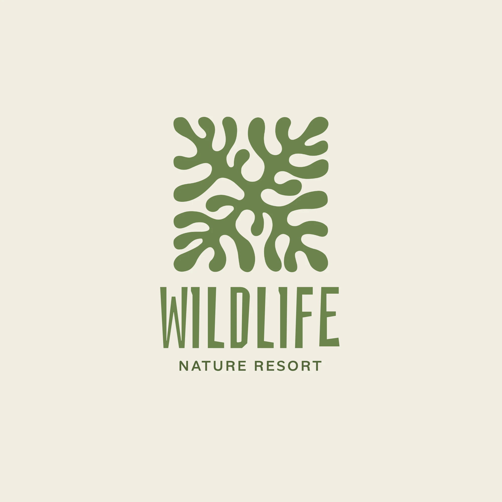 Green and Ivory Modern and Stylish Groovy Wildlife Logo