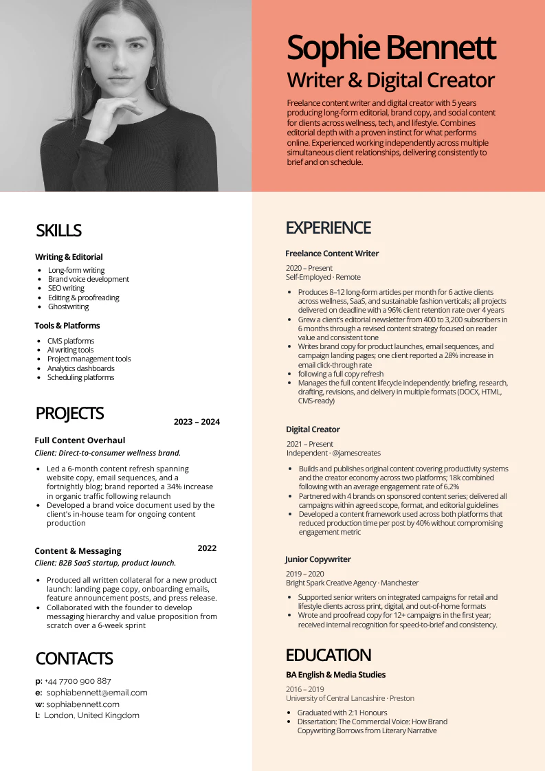 Terracotta and Beige Minimal and Simple Resume A4 Portrait