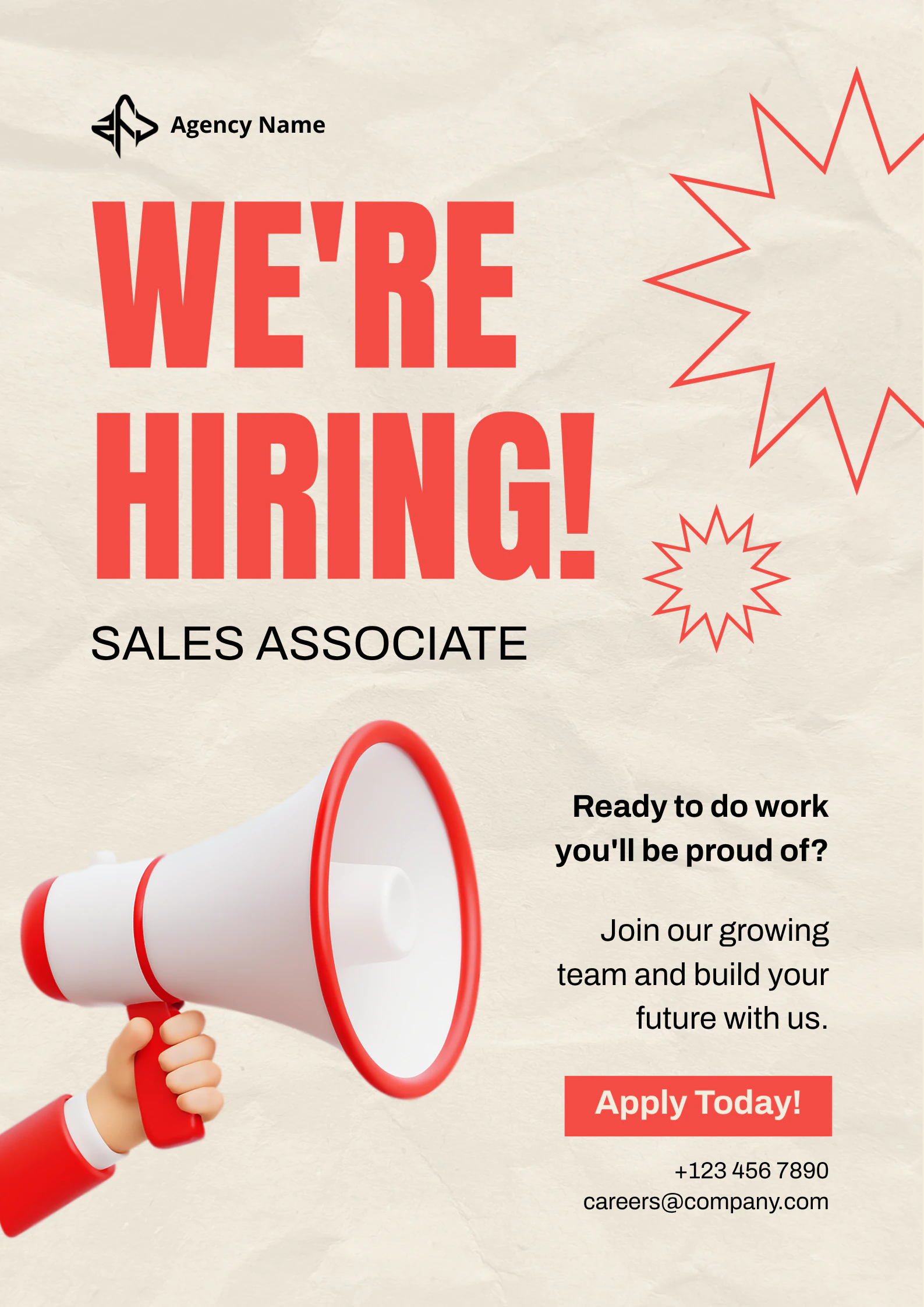 Bold Creative Megaphone Job Recruitment Poster A2 Portrait
