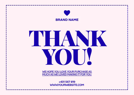 Pink and Blue Bold Thank You Postcard Landscape