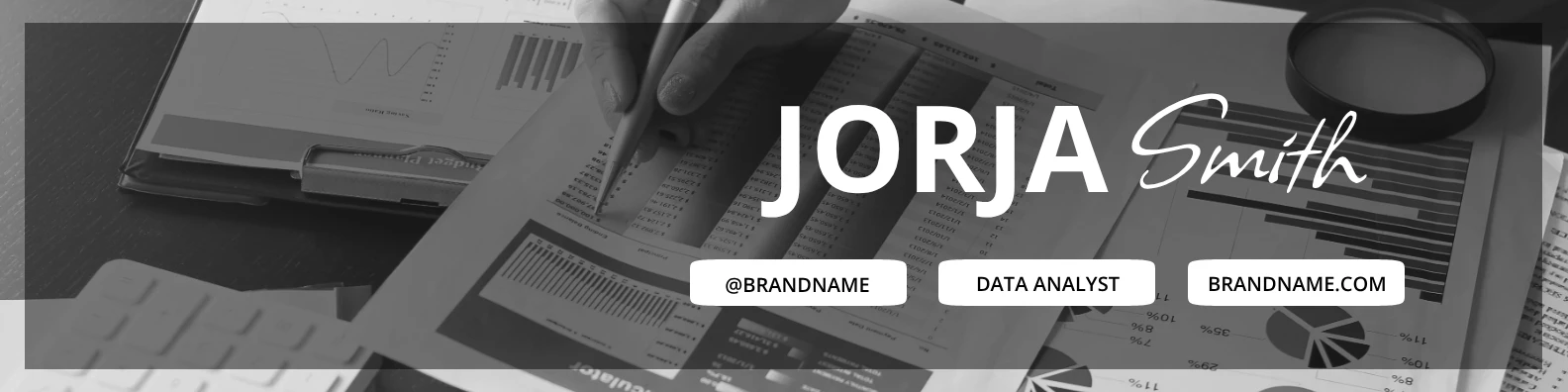 Black and White Monochrome and Professional Data Analyst  Linkedin Background Photo