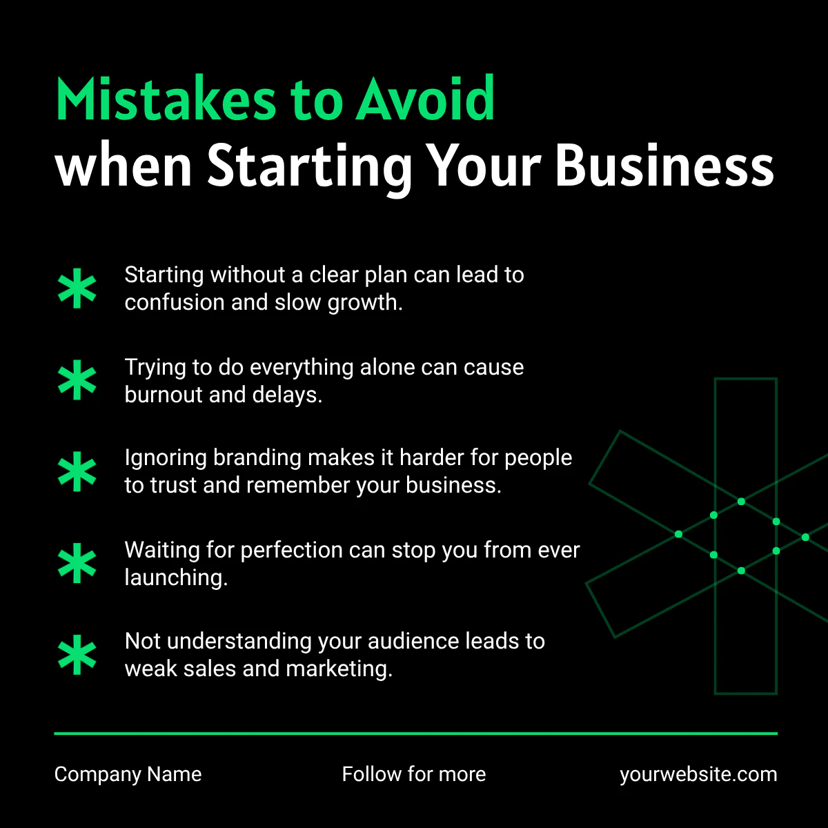Black Neon Bold Business Tips LinkedIn Post