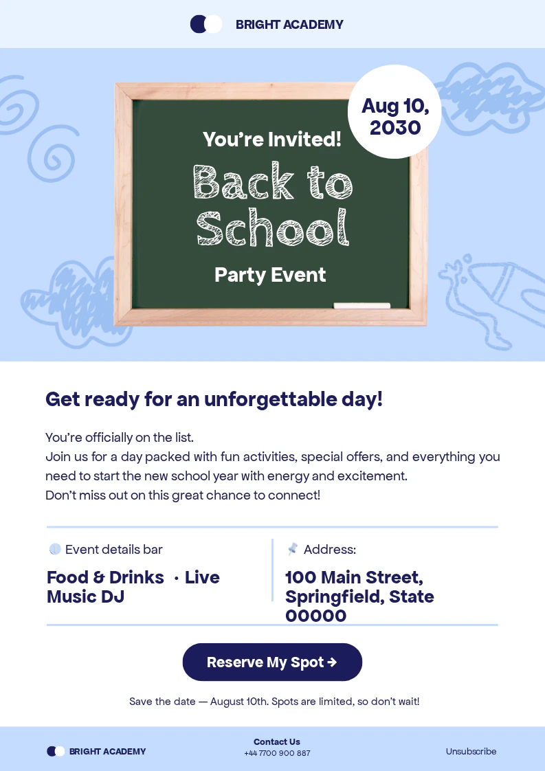 Playful Style Academy Party - Email Newsletter A4 Portrait