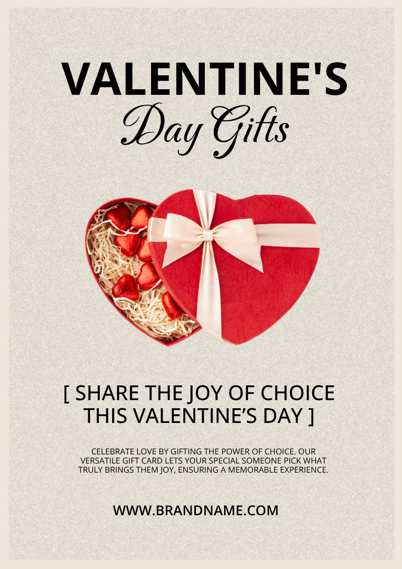 Red and Beige Modern Valentine's Day Gifts Promotional Poster