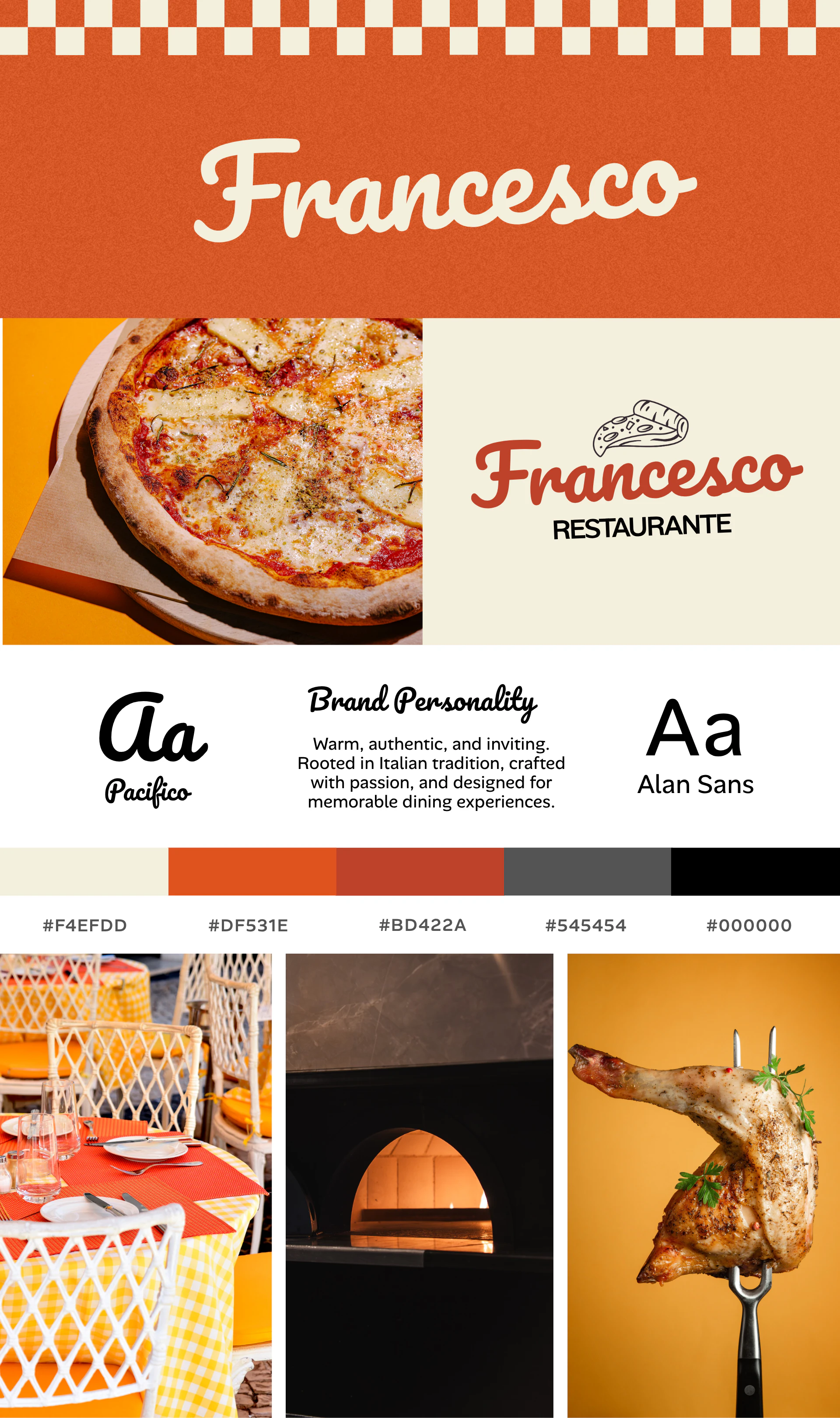 Orange and Black Bold and Colorful Food Restaurant Brand Board
