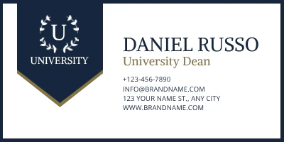Blue and White Simple and Professional University Dean Email Signature