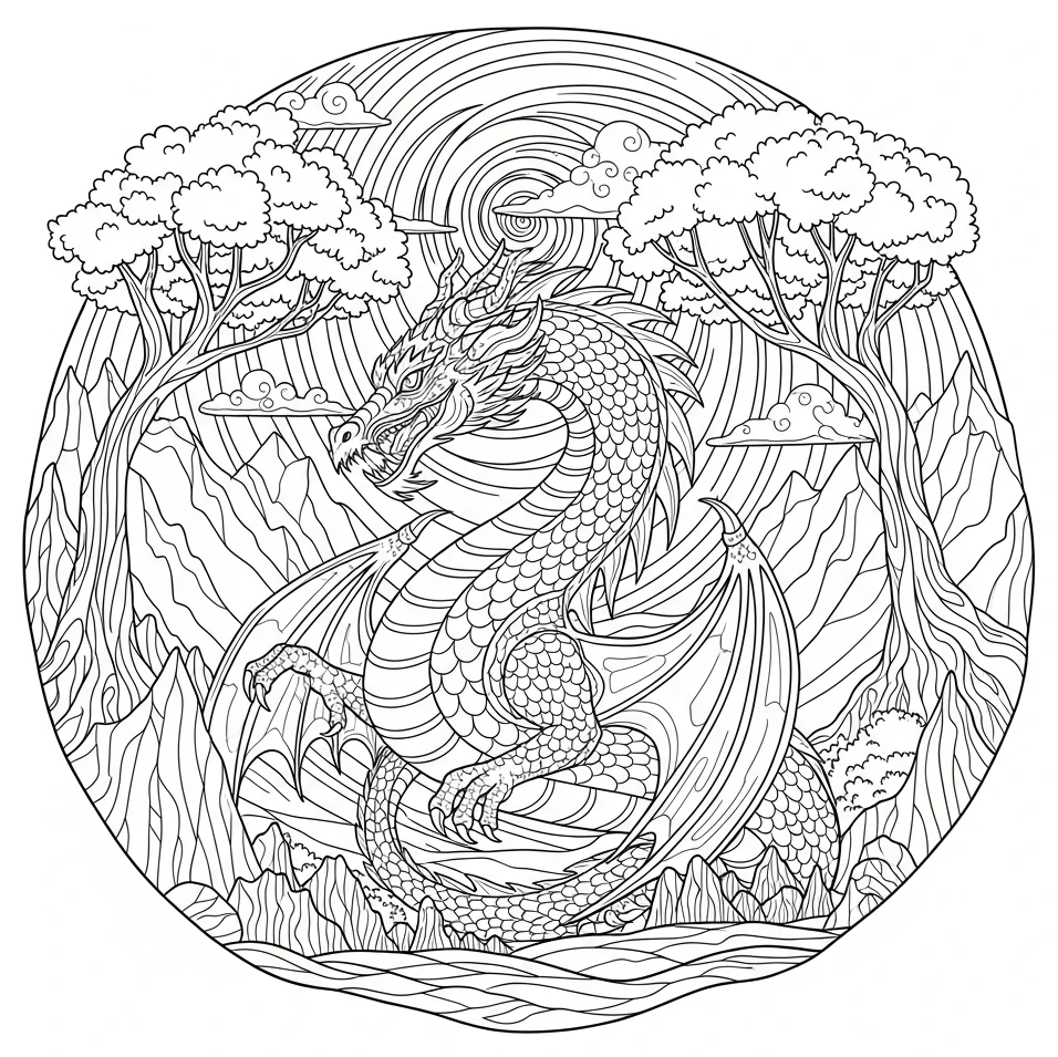 Drachen-Ausmalbild