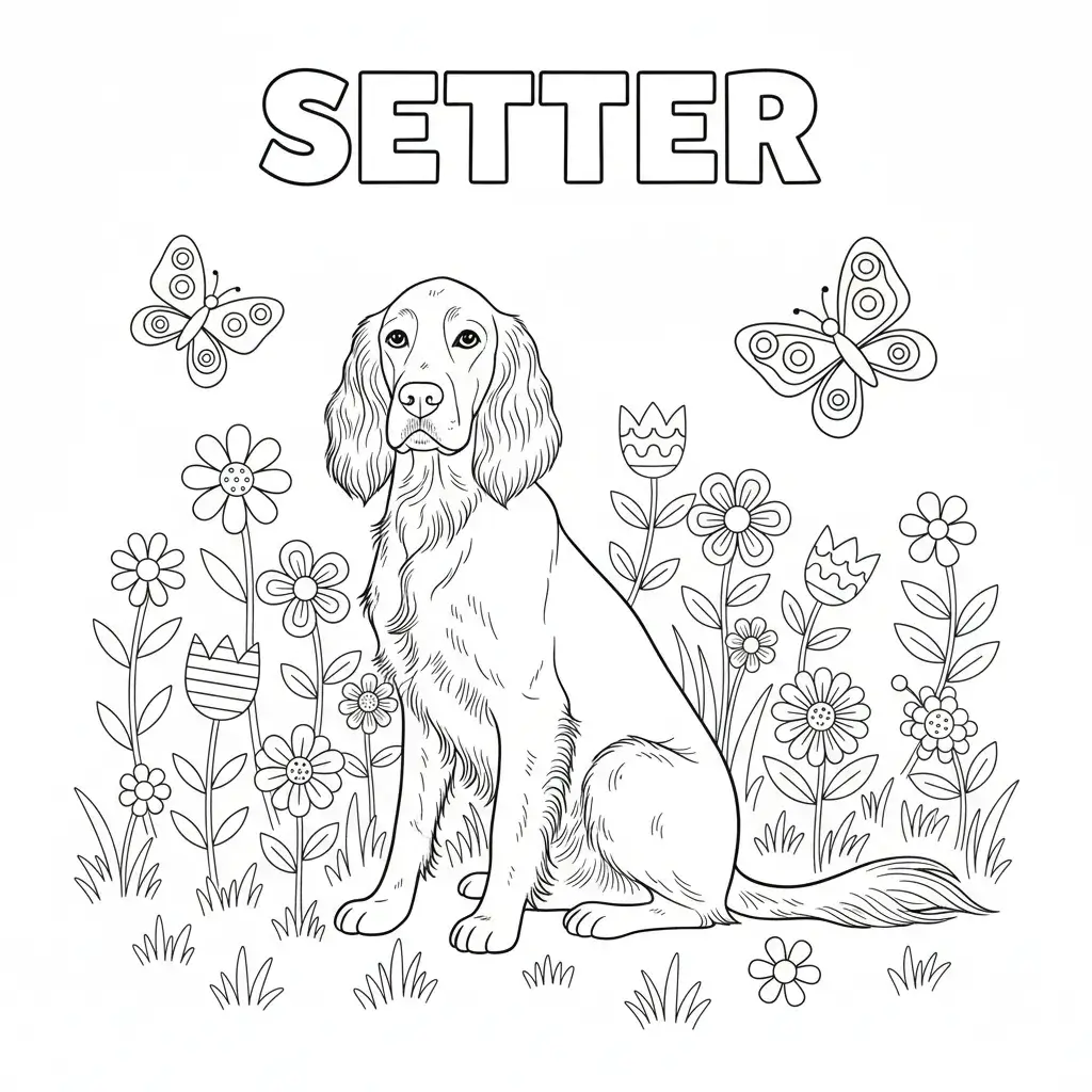 coloriage chien setter
